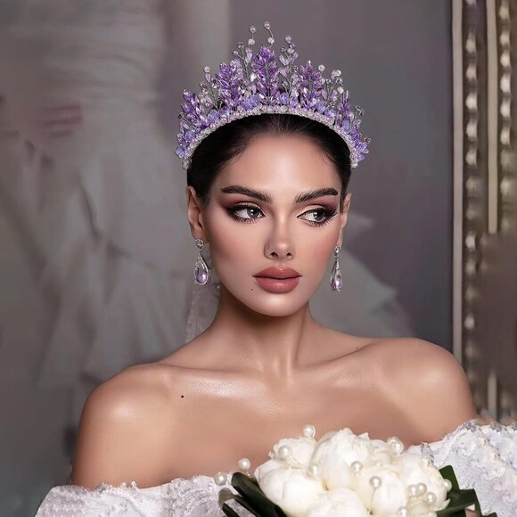 Purple Rhinestone Headpiece for Women Wedding Bridal Hair Accessory main image 6